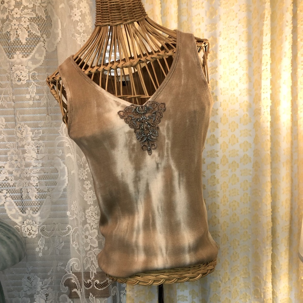Beige Acid Wash Tank Top